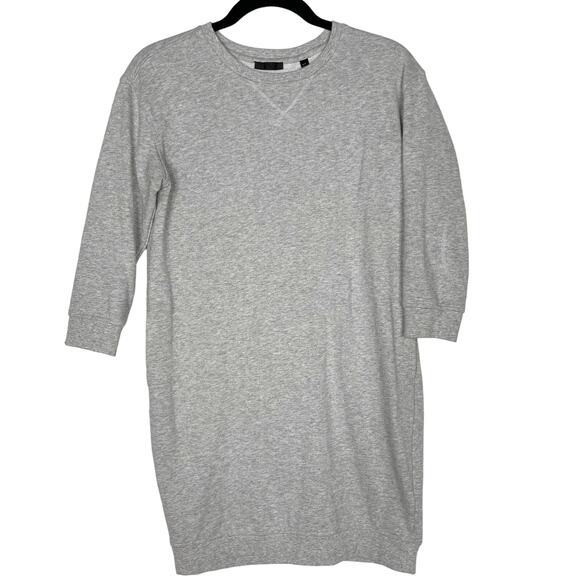 ATM Anthony Thomas Melillo Small S Sweatshirt Dress Heather Gray Crew Pockets - Picture 1 of 11
